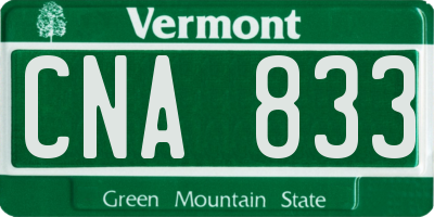VT license plate CNA833