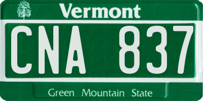 VT license plate CNA837