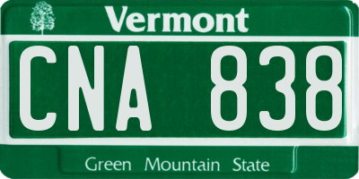 VT license plate CNA838