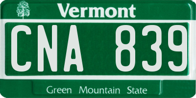 VT license plate CNA839
