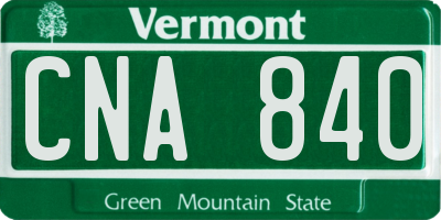 VT license plate CNA840