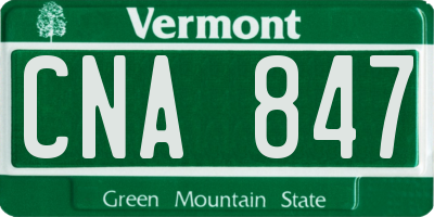 VT license plate CNA847