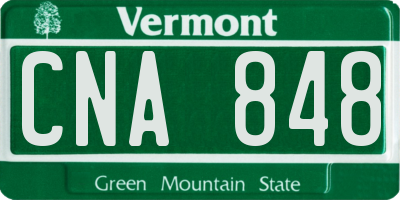 VT license plate CNA848