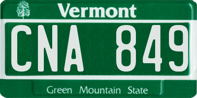 VT license plate CNA849