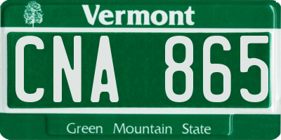 VT license plate CNA865
