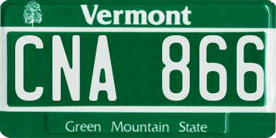 VT license plate CNA866