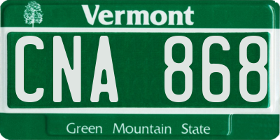 VT license plate CNA868