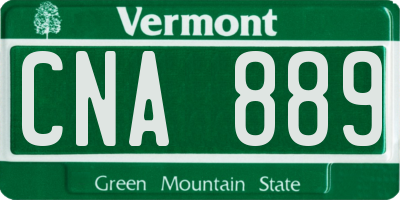 VT license plate CNA889