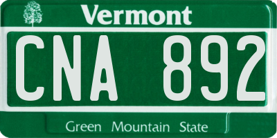 VT license plate CNA892