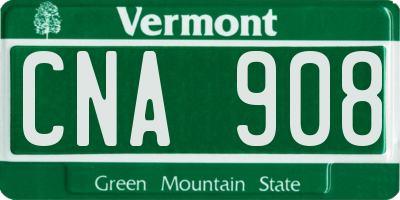 VT license plate CNA908