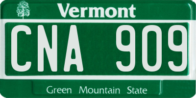 VT license plate CNA909