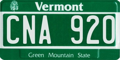 VT license plate CNA920