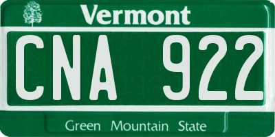 VT license plate CNA922