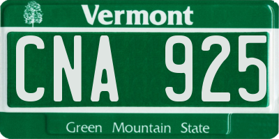 VT license plate CNA925