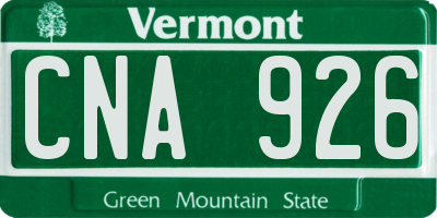 VT license plate CNA926