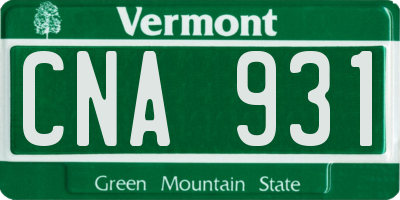 VT license plate CNA931