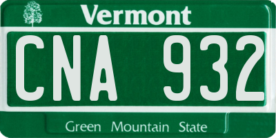 VT license plate CNA932