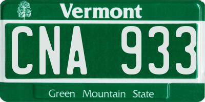 VT license plate CNA933