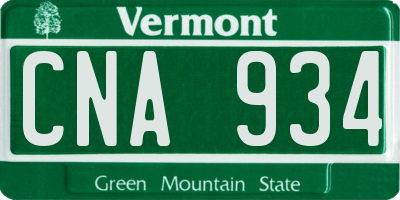 VT license plate CNA934