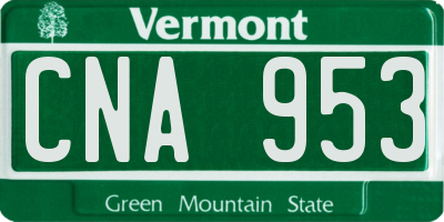 VT license plate CNA953