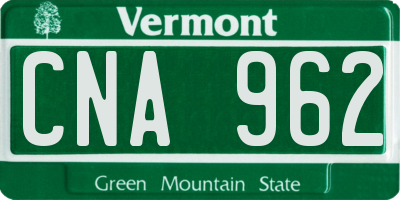 VT license plate CNA962
