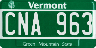 VT license plate CNA963