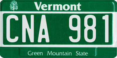 VT license plate CNA981