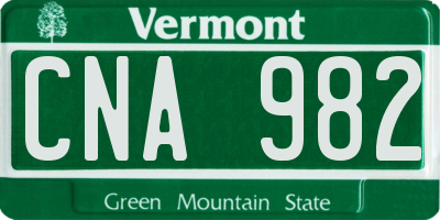 VT license plate CNA982