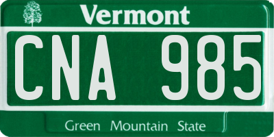 VT license plate CNA985