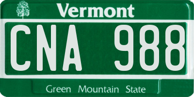 VT license plate CNA988