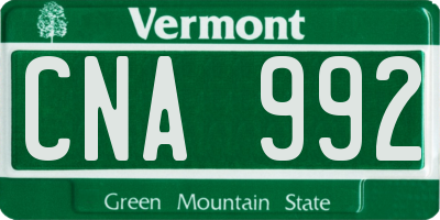 VT license plate CNA992