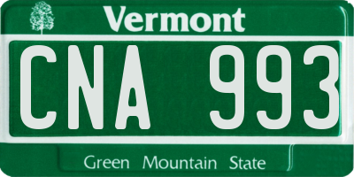 VT license plate CNA993