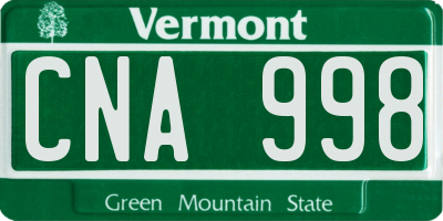 VT license plate CNA998
