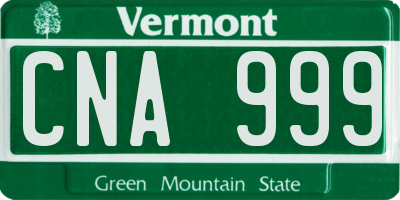 VT license plate CNA999