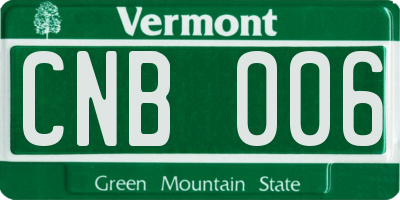 VT license plate CNB006
