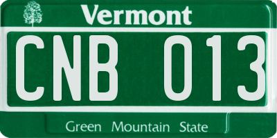VT license plate CNB013