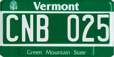 VT license plate CNB025