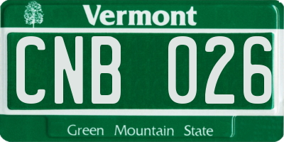 VT license plate CNB026