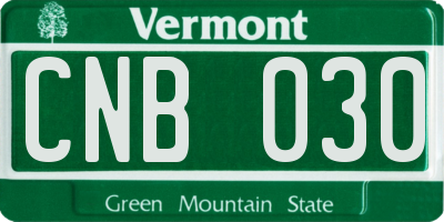 VT license plate CNB030