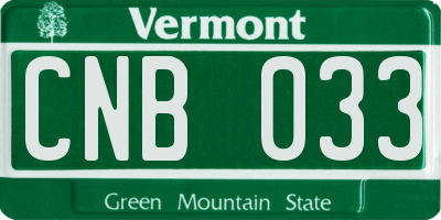 VT license plate CNB033