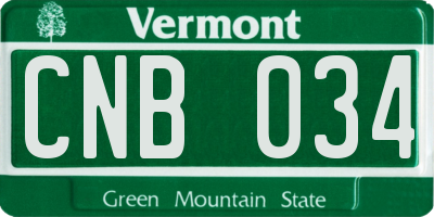 VT license plate CNB034