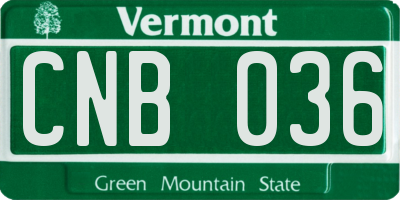 VT license plate CNB036