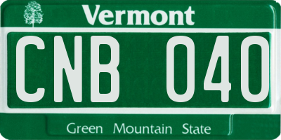 VT license plate CNB040