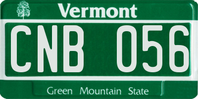 VT license plate CNB056