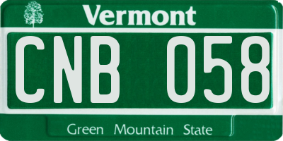 VT license plate CNB058