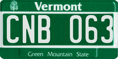 VT license plate CNB063