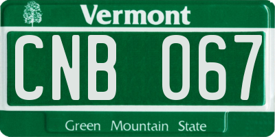 VT license plate CNB067