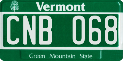 VT license plate CNB068