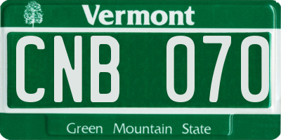 VT license plate CNB070