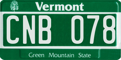 VT license plate CNB078